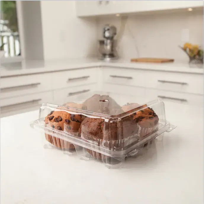 BPA Free Disposable plastic 4 pack Mega Cupcake & Muffin Package container