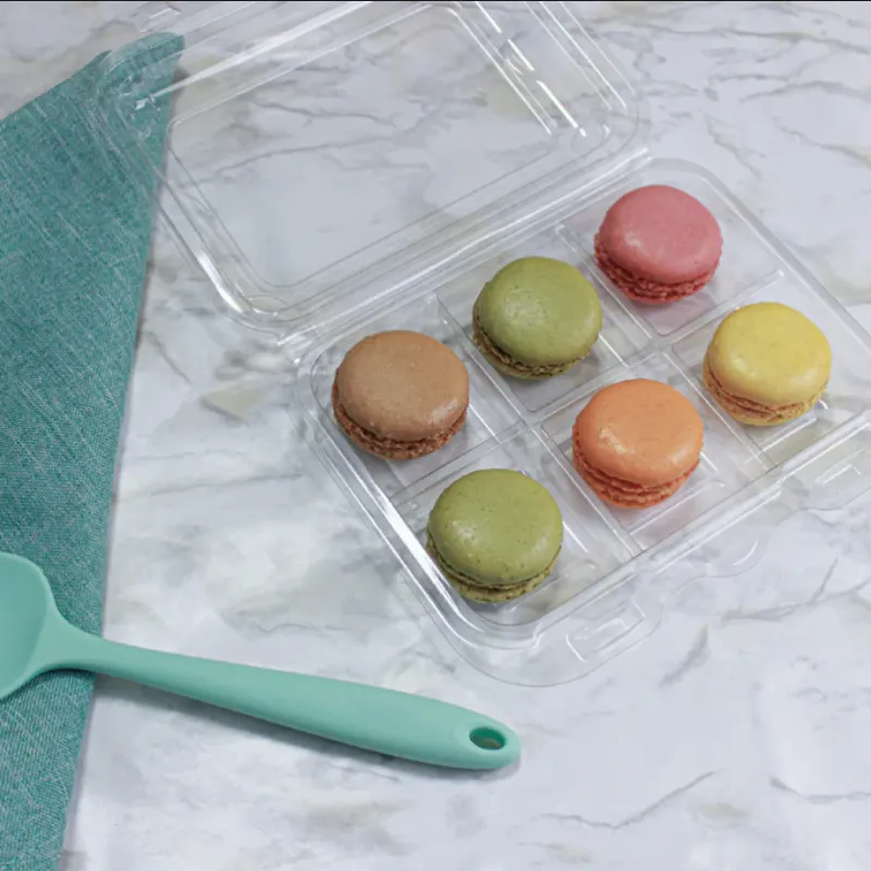 Takeaway Disposable plastic 6 pack Macaron and Cupcake Package container