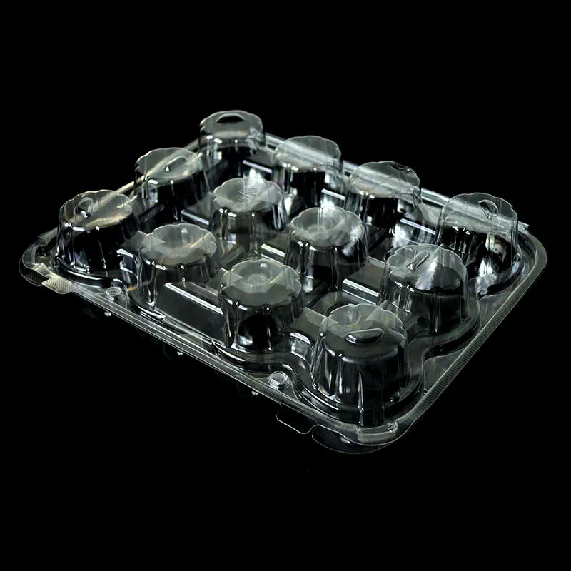 Take away High transparency clear hinged 12pack cupcake container