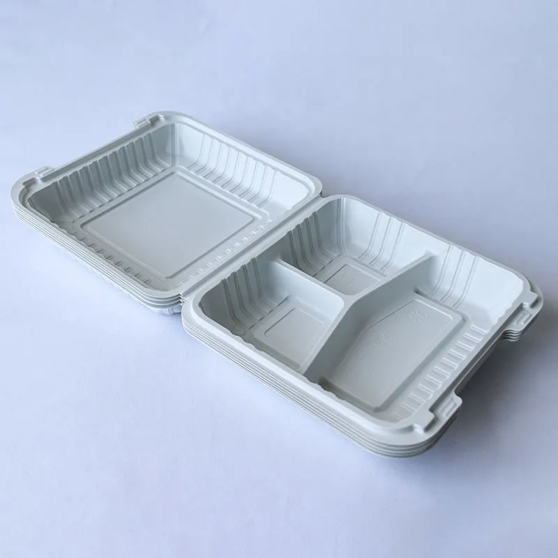 Disposable Sturdy Thermoformed Plastic Box 3 Compartment Large Hinged Lid PP Take Out Food Container