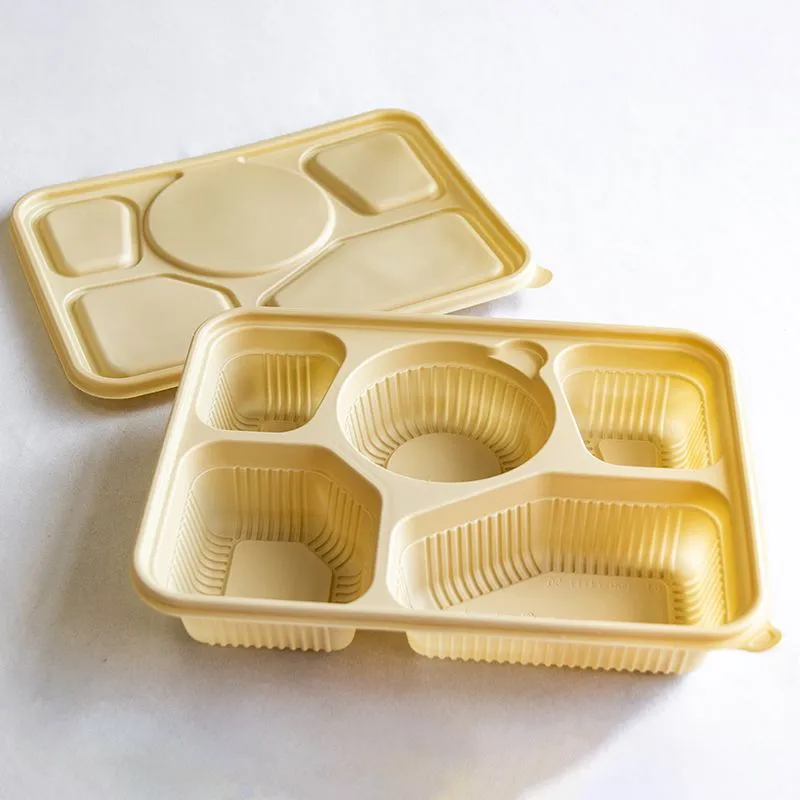 Disposable 5 Compartments Lunch Box Biodegradable Corn Starch Food Container